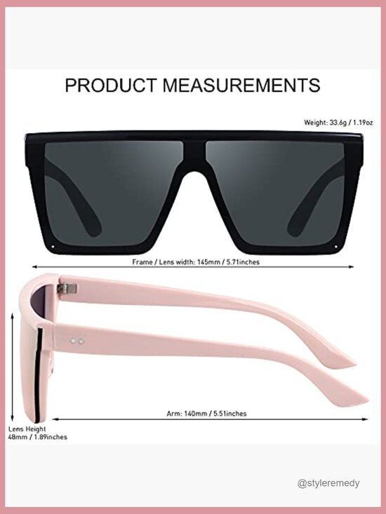 Square Oversized Sunglasses Flat Top Shield UV Protection Rimless main image 4